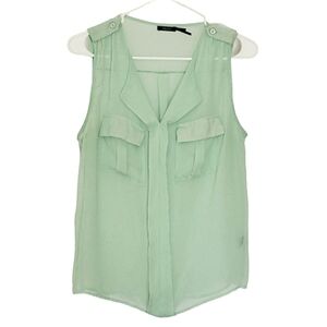 1209 * Poetry Sheer Sleeveless Top Mint Green Size M